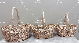 Willow baskets, 3pcs, 30x23xH30, 35x26xH34, 39x32xH40cm